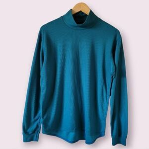 POLARTEC COOLMAX Mock Neck Thermal Shirt Sz M Moisture Wicking Base Layer